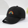 Casquette de Baseball Broderie Arc-en-ciel Douce Casquette Ajustable Décontractée Streetwear Casquette Papa Voyage en Plein Air