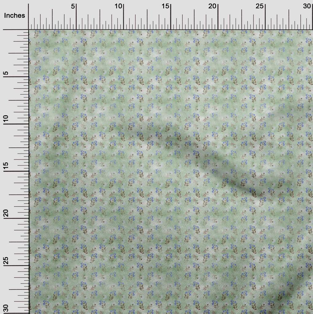 oneOone Cotton Flex Light Green Fabric Watercolor Floral Sewing Material Print Fabric By The Yard 40 Inch