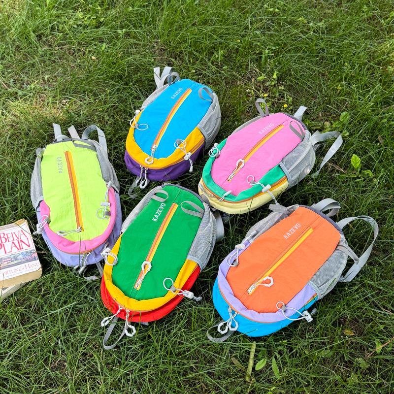 Schoolbag new outdoor color contrast sports mountaineering bag high value travel backpack large capacity fashion simple color contrast backpack