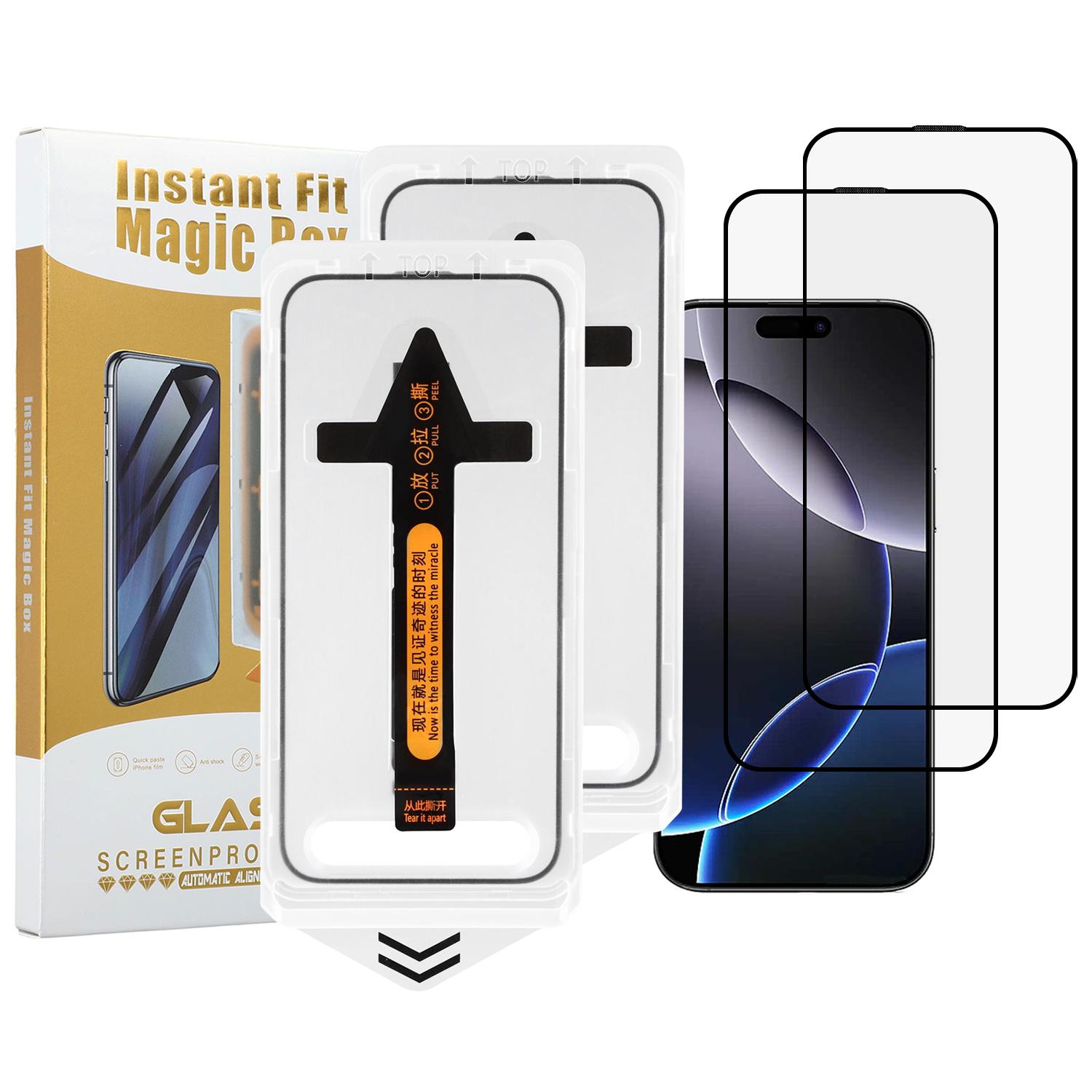 

2Pcs For iPhone 16 Pro Max Screen Protector HD Clear High Aluminium Silicon Glass Film with Dust Removal Tool Type A