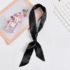 4X100cm Women Narrow Short Scarf 100x4cm Solid Color Chiffon Silk Rubber Black Bag Ribbon Headbands Choker Wristband Streamer