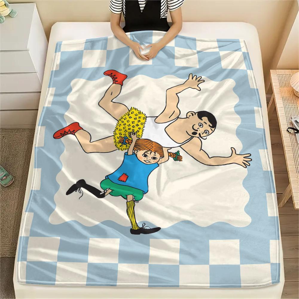 

1PC Pippi Longstocking Print Flannel Blanket, High quality All Seasons, Home Decor, Warmth and Comfort, Perfect for Christmas Gifts 80cm x 120cm
