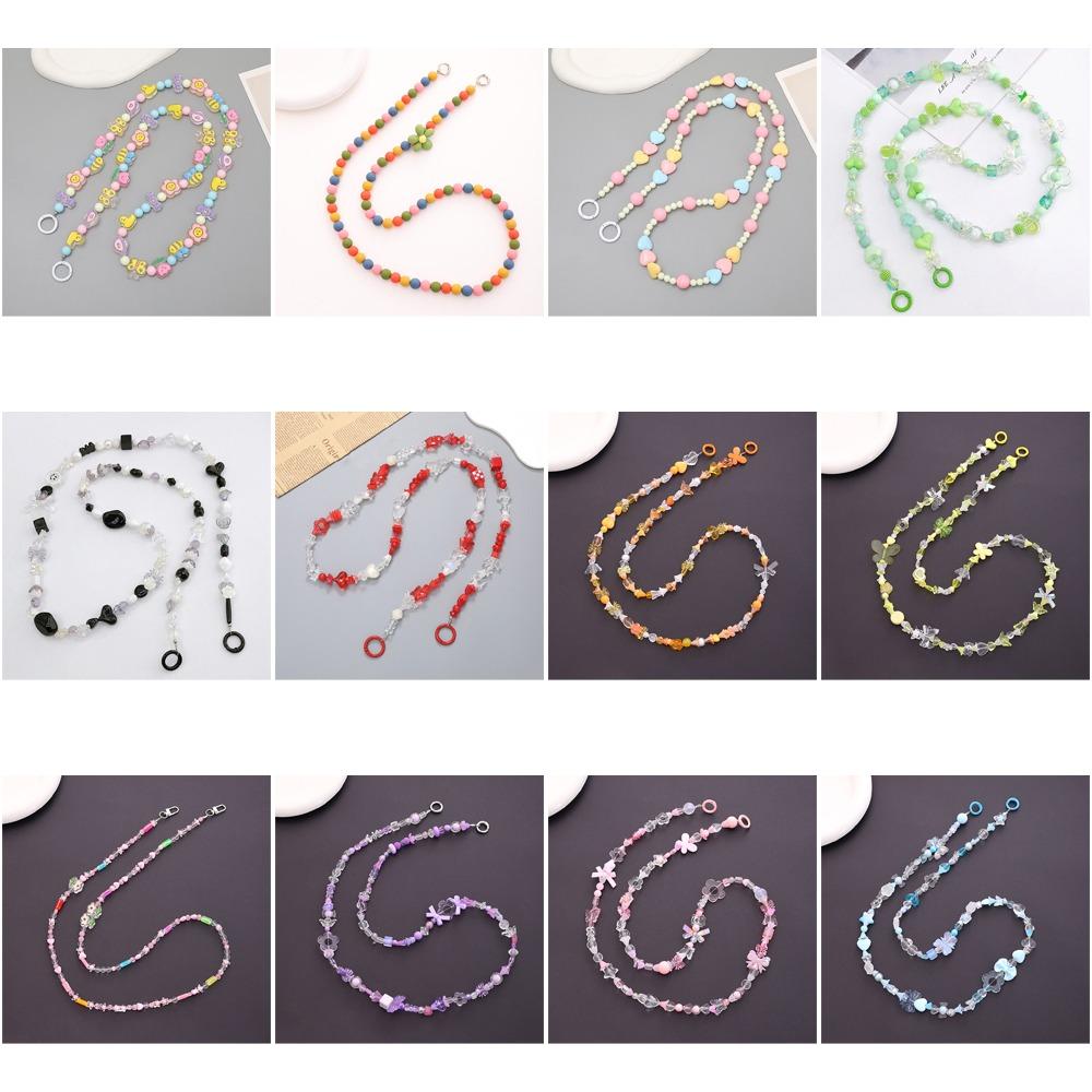 Long-style Beaded Crossbody Phone Chain Anti Loss Phone Neck Straps  Earphone Case Strap