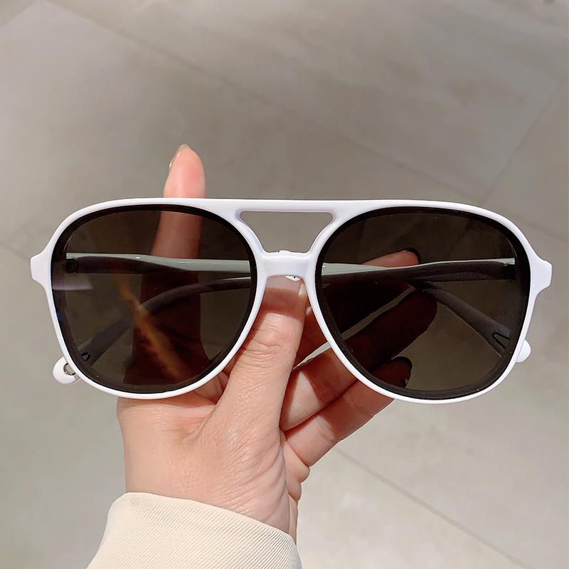 Vintage Double Bridge Sunglasses  New Chic Multicolor Gradient Pilot Shades Fashion Brand Design Mirror Dark Glasses