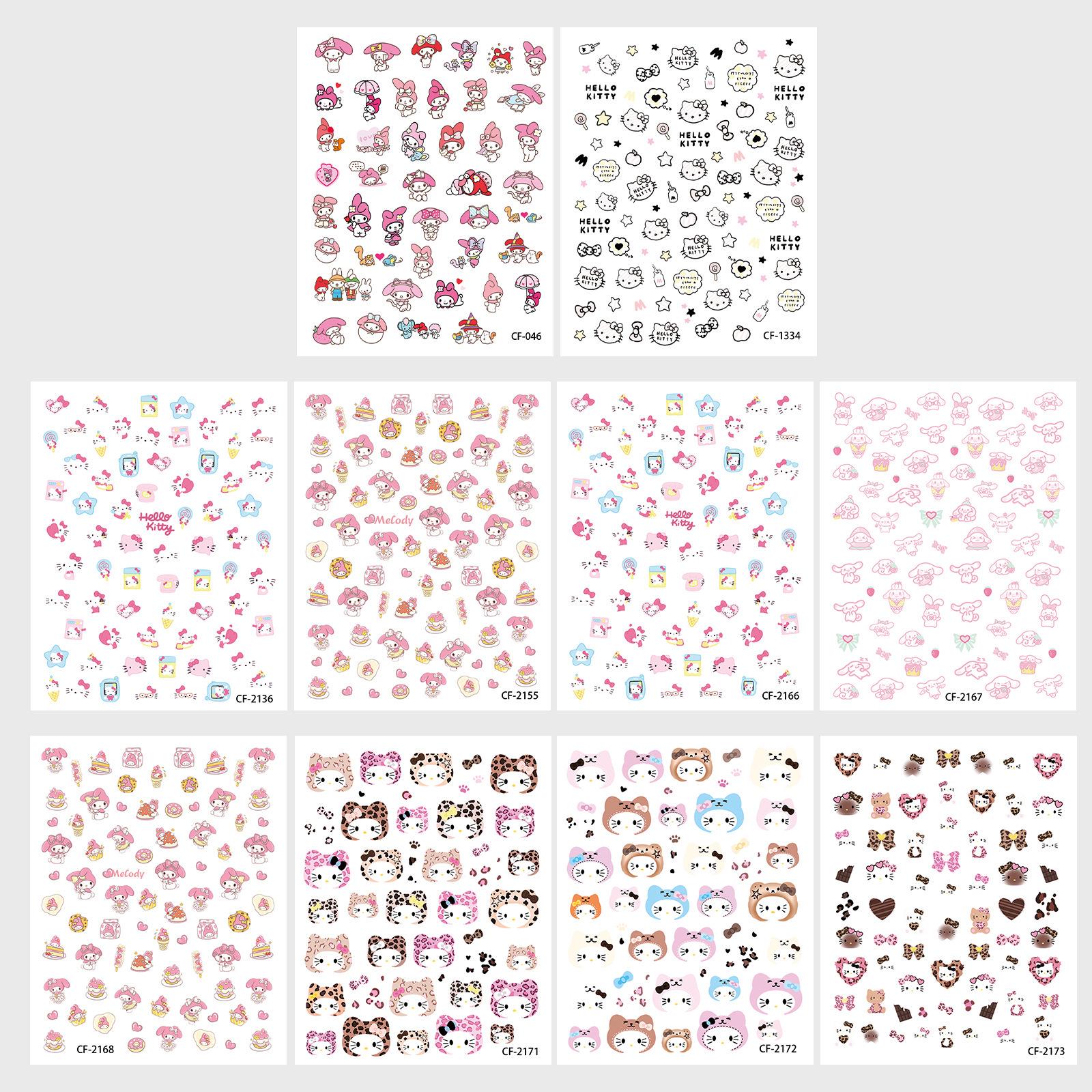 Cyansea Hello Kitty Cartoon Nail Art Stickers - DIY Decorative Cross Pattern MT-6152