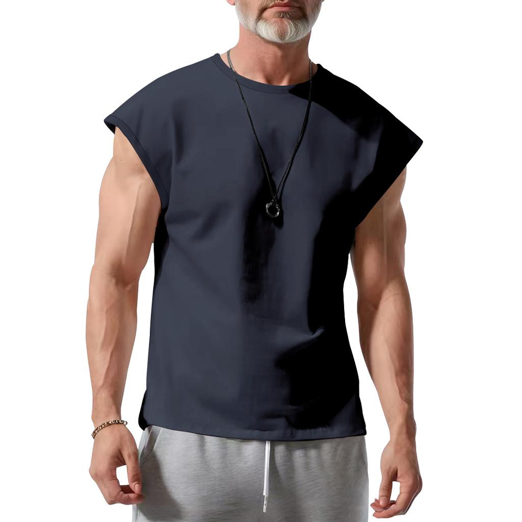 New Summer Vest Men Loose Casual Solid Color Thin T-shirt Men