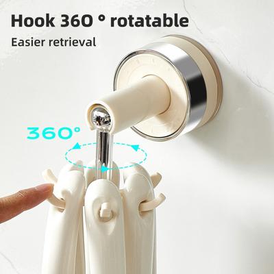 Suction Cup Wall Hook 360 Degree Swivel Storage Hook No Drilling 6-Claw Ceiling Hook for Kitchen Utensils Bathroom And Entryway