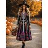 Dlouhé šaty Šaty áčkového střihu Vintage Bohémské Párty Běžné Lebka Dlouhý rukáv Výstřih do V Halloween