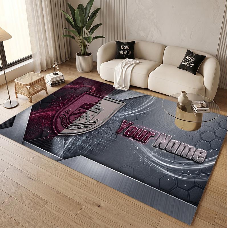 Personalized Crystal Velvet Carpet Burnley Football Pattern Non Slip Floor Rug