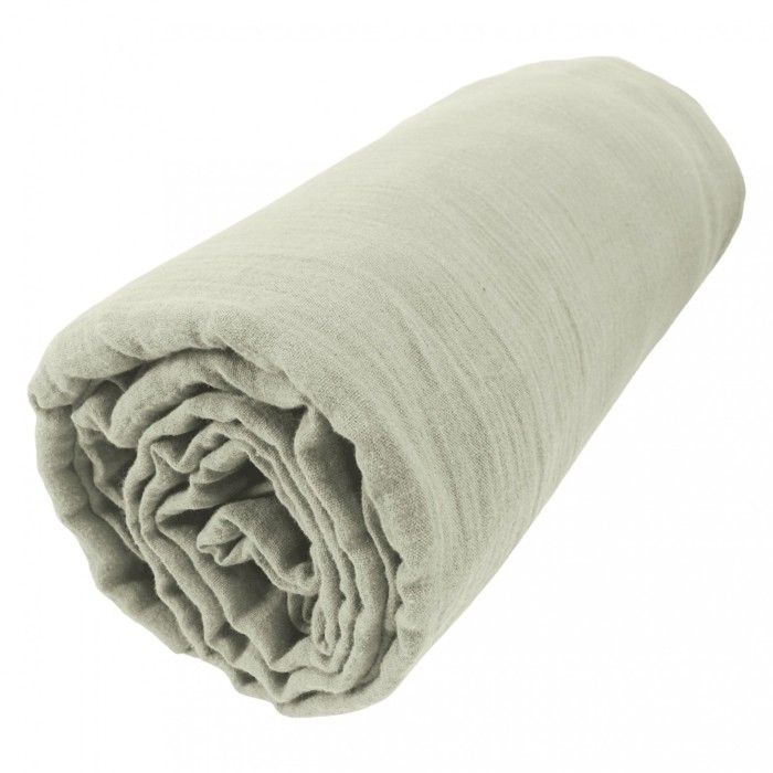 Drap Housse Gaze De Coton 160x200cm Gaia Vert D'eau