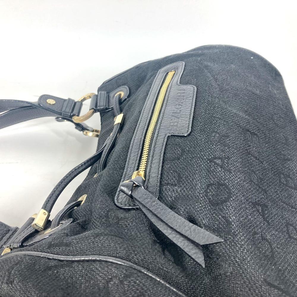 Bvlgari Logo Mania Bag Shoulder Bag Tote Bag Leather/Canvas Black/GoldHardware