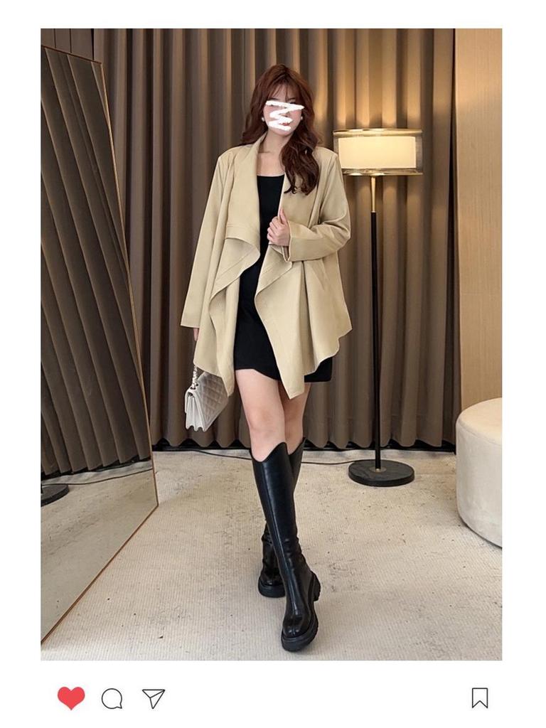 Spring 2025 Slimming French Trench Coat in Plus Sizes - Women's Light Luxury Casual Fashion