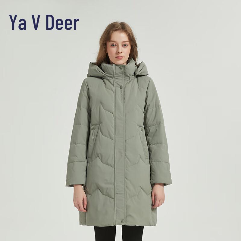 Ya Lu Damen Lange Daunenjacke mit abnehmbarer Kapuze