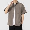 Solid Color Short-sleeved Shirt Men's Tooling Shirt Jacket Casual Versatile Loose Lapel Non-ironing