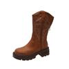 Brown embroidered retro western cowboy boots women's 2025 new summer V-mouth knight boots thick-soled thin short boots