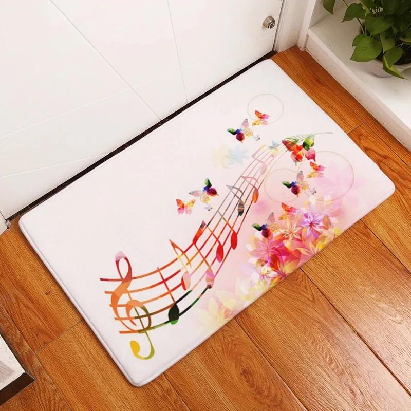 Tappetino con Stampa Note Musicali per Piano Corridoio Zerbini Antiscivolo Cucina Bagno Tappeto per Pavimento Ingresso Tappeto Lavabile Casa Camera da Letto Decorazione
