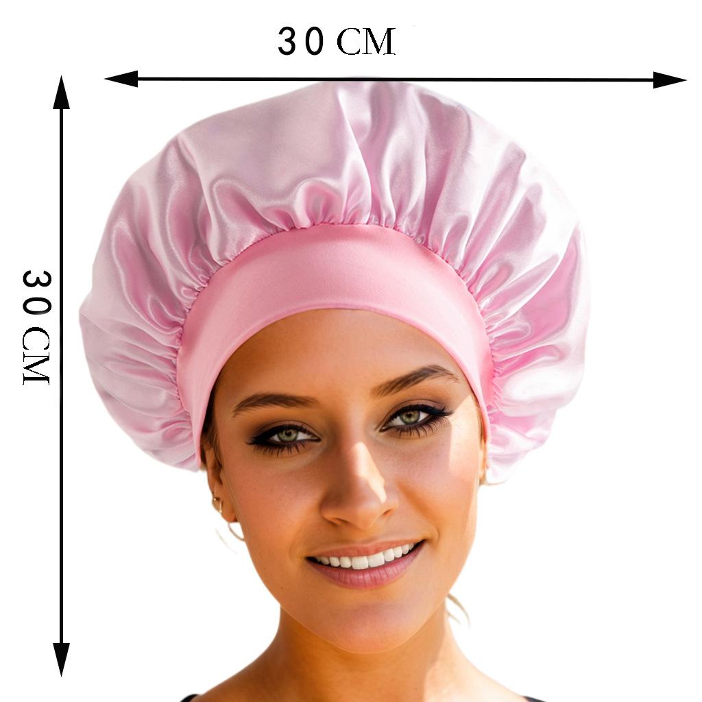 New Satin Wide Brim Nightcap Silky Bonnet Hair Wrap For Sleeping Sleep Cap With Elastic Soft Band Styling Cap Wash Face Nightcap