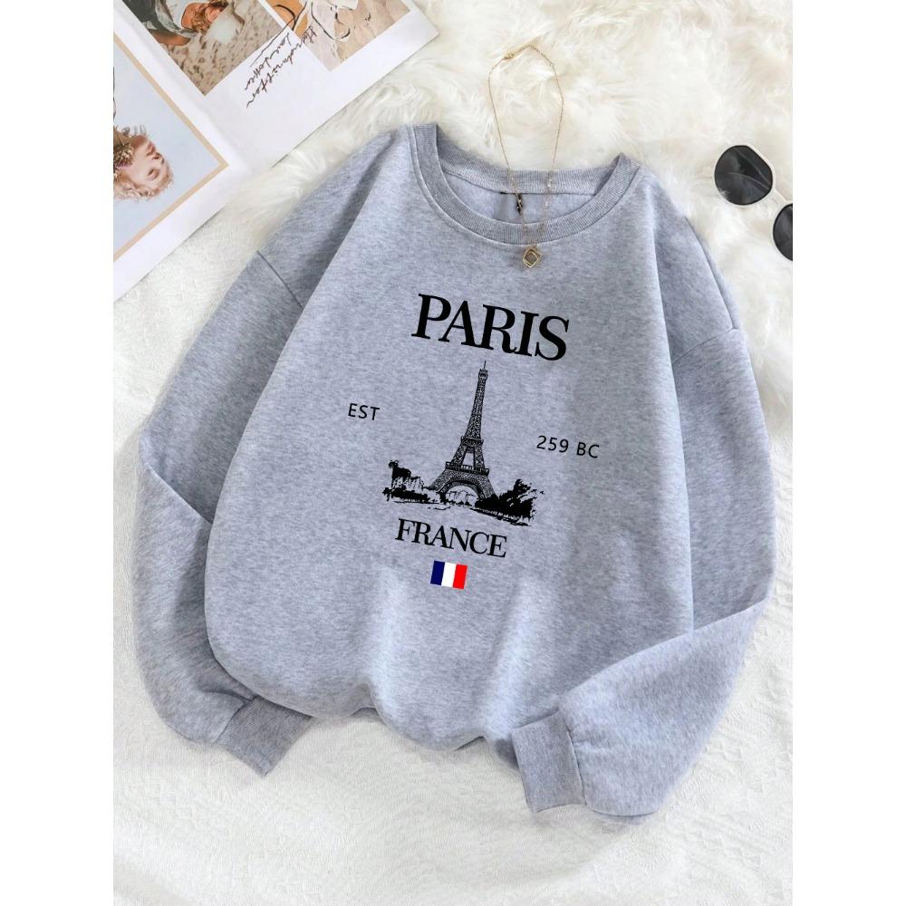 Fashion Womens Hoodie Paris France Eiffel Tower Printing Sweatshirt Warm Comfortable Pullovers Autumn Female Streetwear