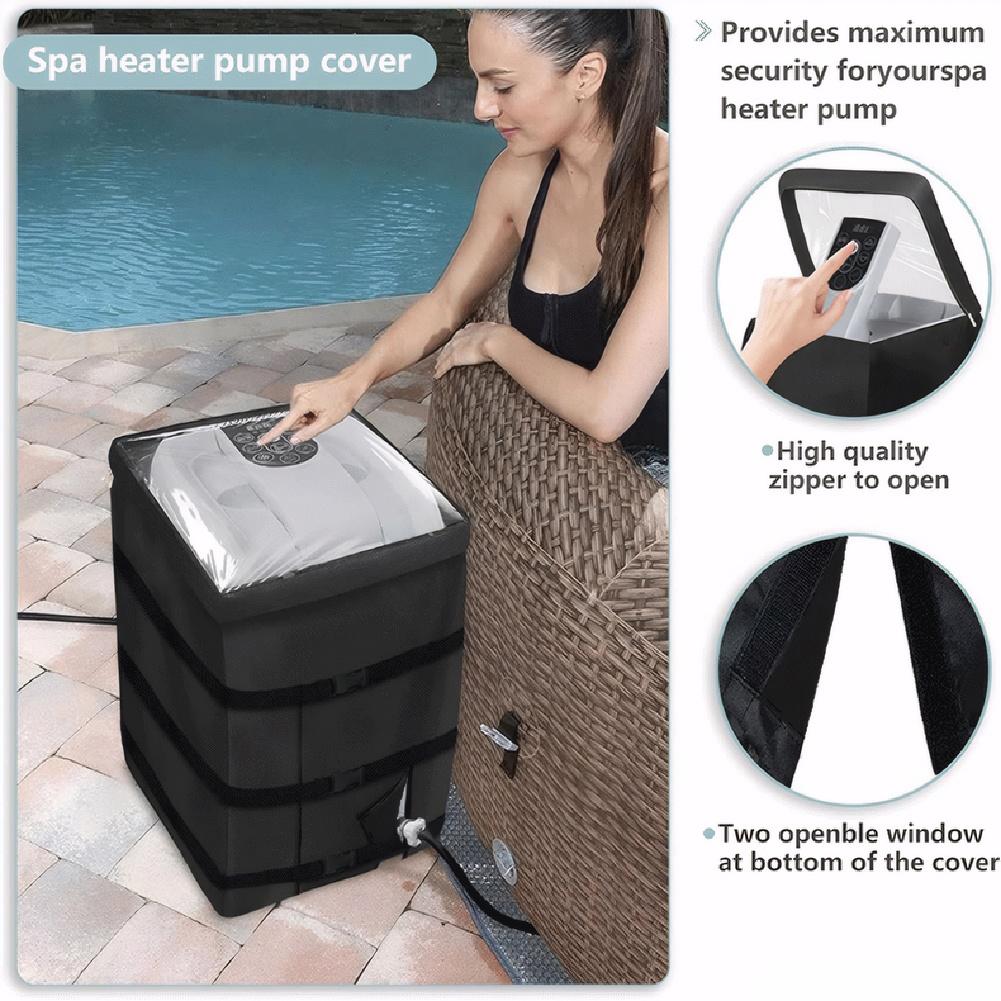 Inflatable Hot Tub Spa Insulated Pump Cover with Zipper Oxford Protection Pump Cover Heater Pump Winter Cover Outdoor Pool Parts