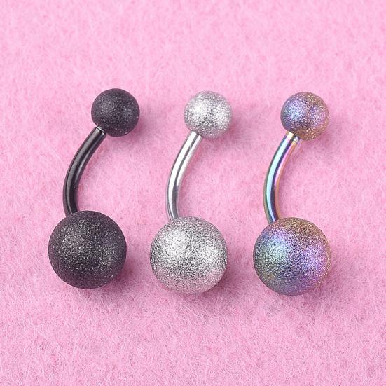 Limeimei Sexy Mulheres Aço Inoxidável Dupla Bola Barbell Umbigo Anel Body Piercing Jóias