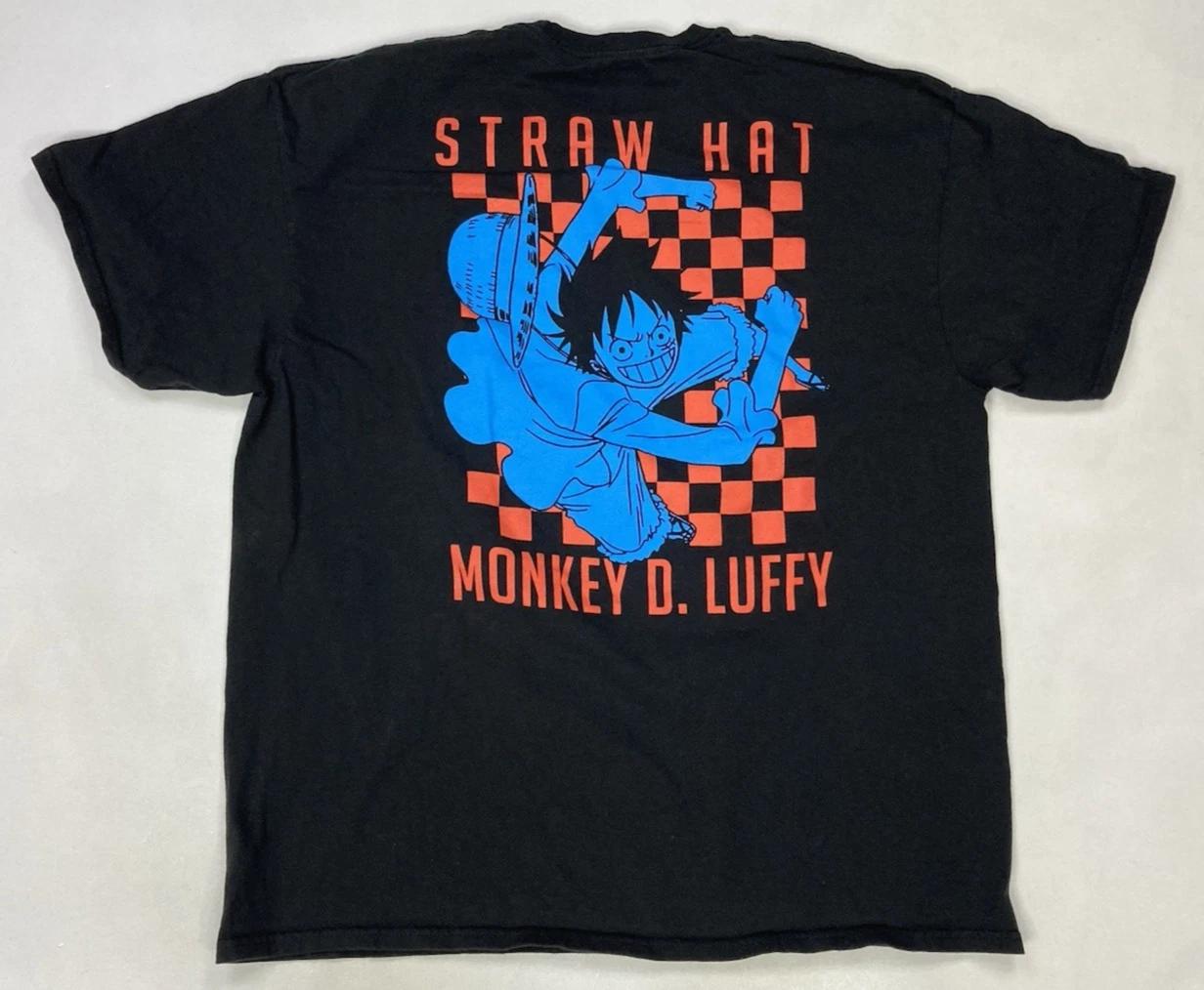 

One Piece Luffy Straw Hat Graphic T-shirt Men XL Black Short Sleeve Anime 4XL
