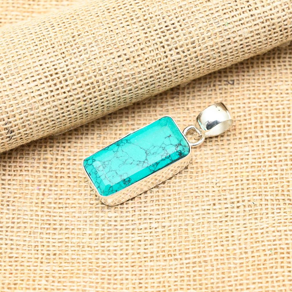 Santa Rosa Türkis Edelstein 925 Sterling Silber handgefertigter Schmuckanhänger