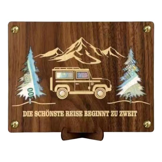 Wooden Money Holder Money Envelope with Hollow-out Pattern Cash Holder Wedding Cash Gift Holder for Christmas Birthday Graduation Festival