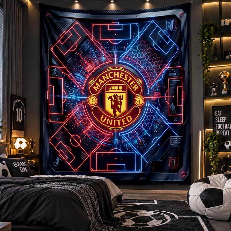Wall Hanging Tapestry Manchester United Print Cloth for Living Room Bedroom Home Decor