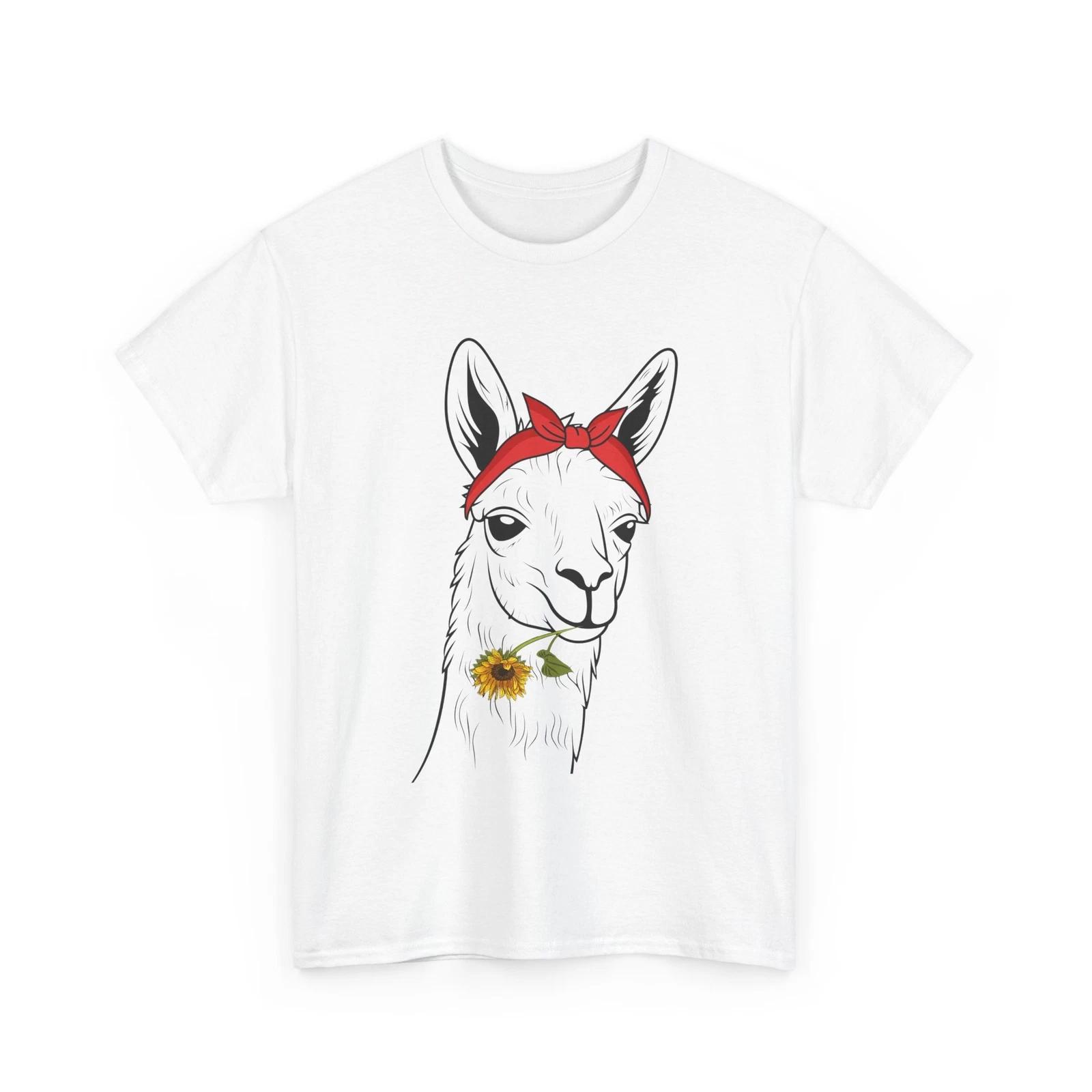 Llama Shirt, Llama Head Bandana Shirt, Llama Lovers Women Girls Cute Shirt 2XL