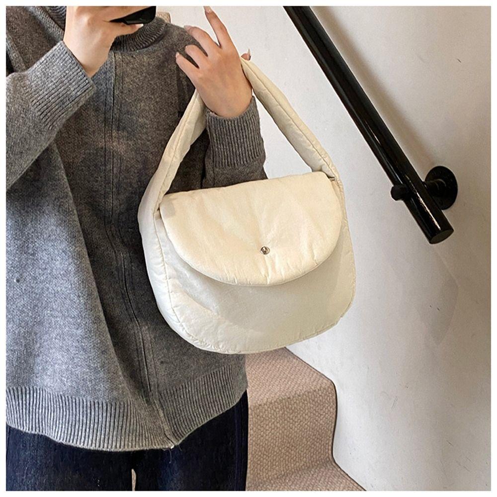 Large Capacity Down Handbag Cloth Winter Underarm Bag Sweet Nylon Shoulder Bag  Office Worker