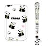 New Panda Printing Plastic Card Holder with Long Lanyard Slide Card Case ID Card Protective Cover