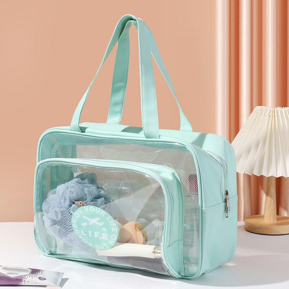 Transparent Portable Cosmetic Bag Wet and Dry Separation Makeup Handbag  Carry-on Items