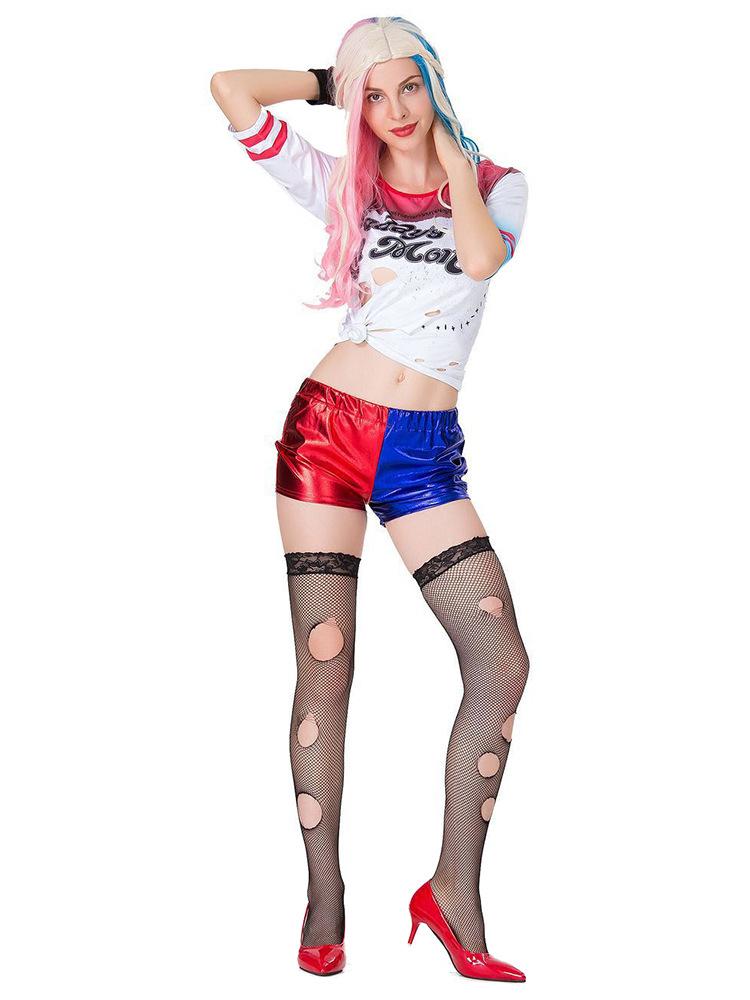 Halloween Suicide Squad Harley Quinn Jester Costume Cosplay Outfit for Women