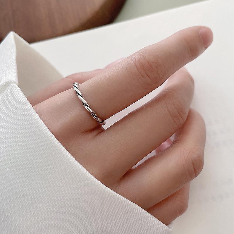 Vintage Minimalist 925 Sterling Silver Adjustable Ring for Women