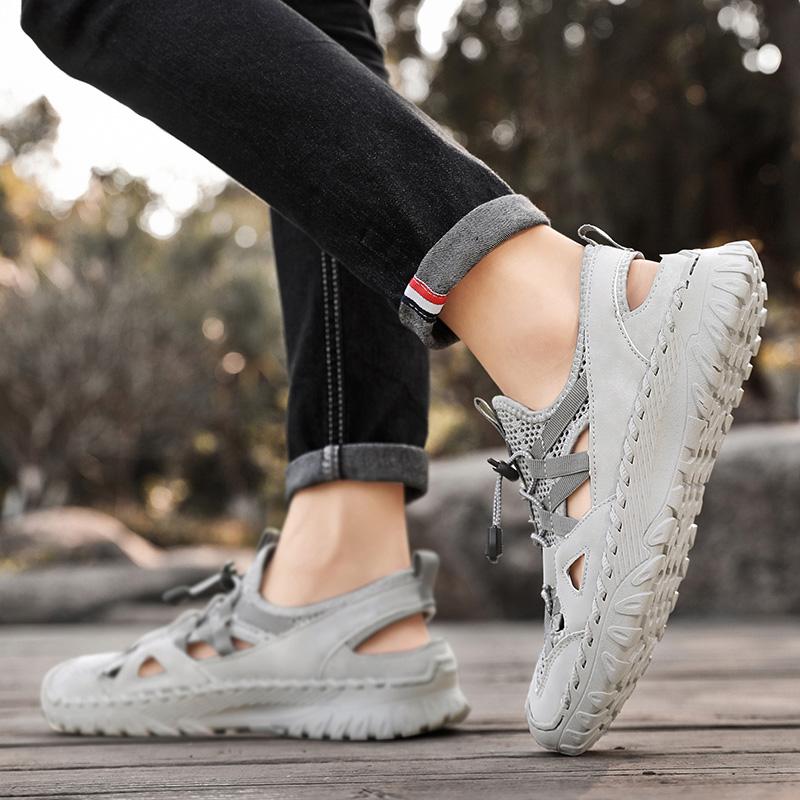 Letní pánské sandály pravá kůže pánská obuv pro volný čas Outdoor muži kožené sandály pro muže plážová obuv pánská římská obuv