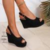 Fashion Comemore Summer Platform Wedges Sandals for Women Black Suede Peep Toe Female Shoes Fashion High Heels Ladies Large Size Sandal