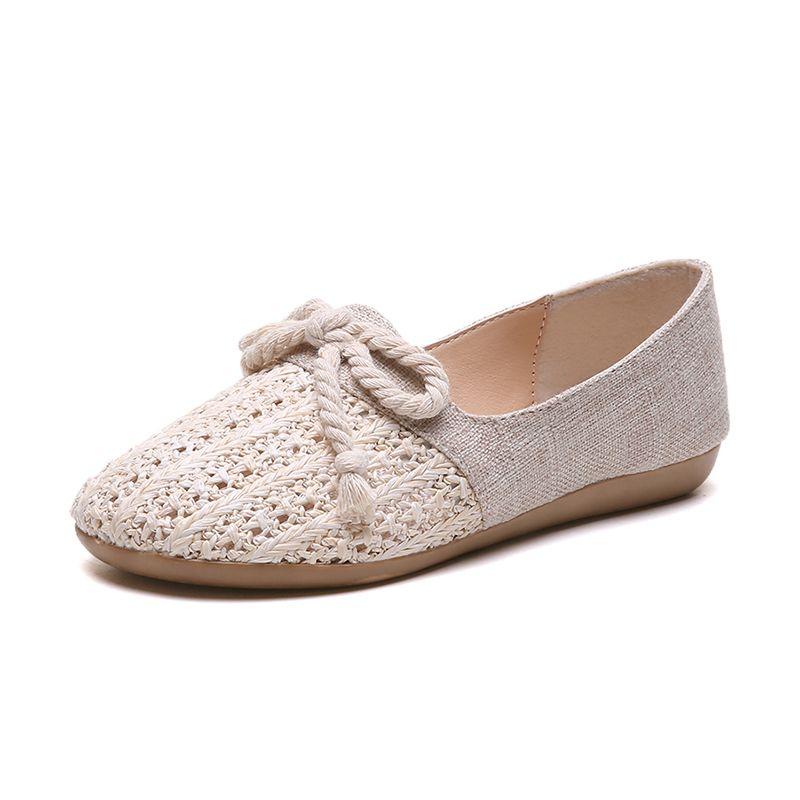 Summer New Arrival 2025 Flat Slip On Casual Linen Woman Footwear Sale Fashion Low Price Light Walking Breathable Shoes for Women
