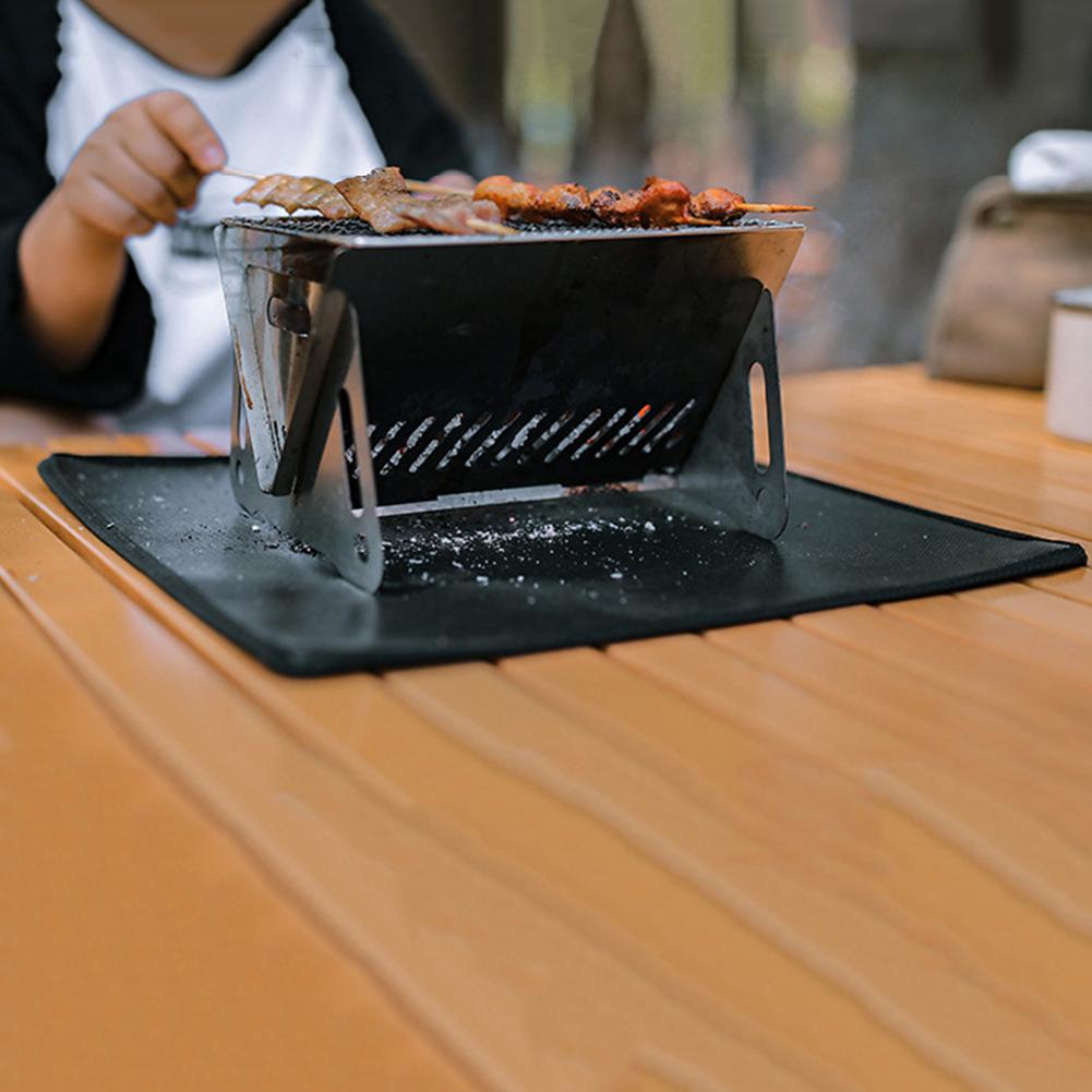 Feuerfeste Grillmatte Ölbeständig Patio Schutzmatten Wärmeisolierung Hohe Temperatur für Outdoor-Camping für Boden Deck Rasen