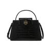Double T Logo Crocodile Embossed Leather Tote Shoulder Crossbody Bag Large Women Bags Black 141043-001