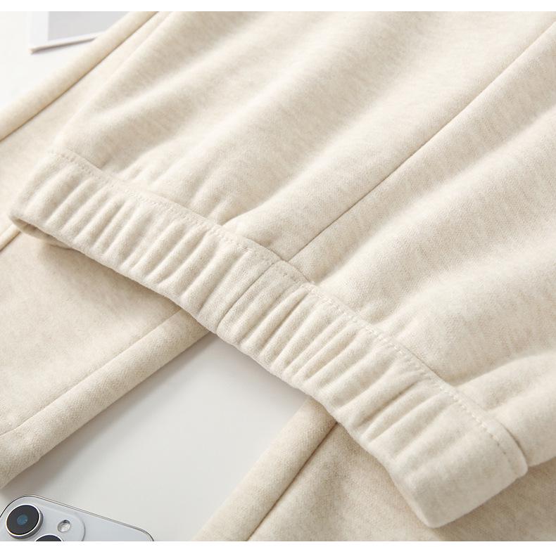 Women's Off-White Cashmere Wide-Leg Wool Pants - Autumn/Winter 2025, Cropped, Thickened, Loose Fit, Fleece-Lined, Straight-Leg Style.