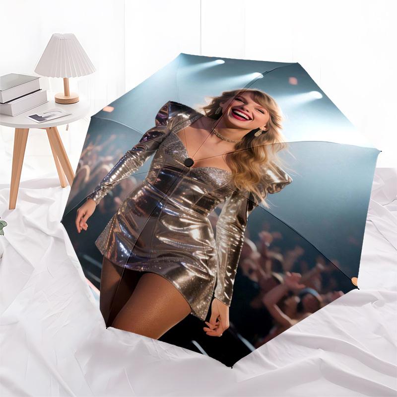 Ombrello Automatico con Apertura e Chiusura a Tema Taylor Swift, Ombrello da Viaggio Compatto, Leggero e Portatile, Adatto per la Spiaggia e gli Spostamenti