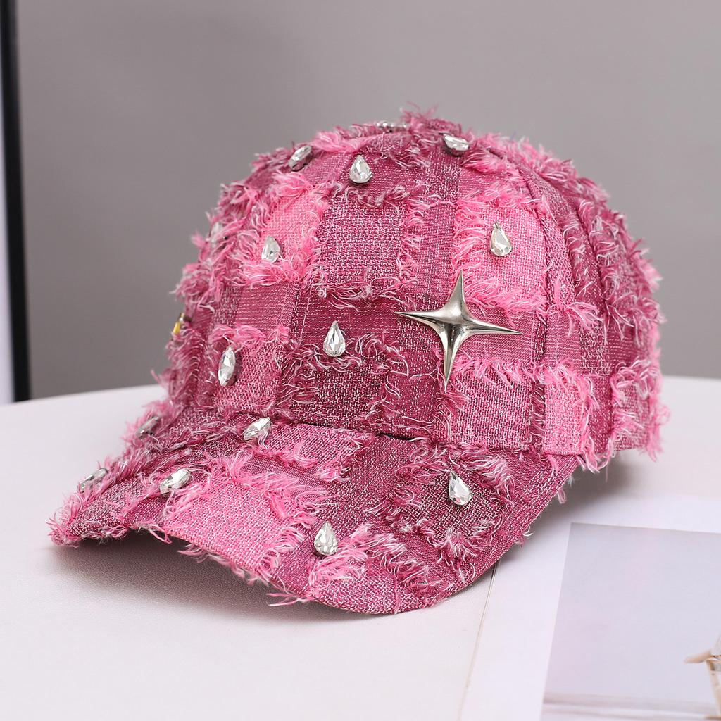 Beliebte Bart-Baseballkappe Hip-Hop Strass karierte Krempe Neue Baseballkappe Personalisierter Trendiger Hut