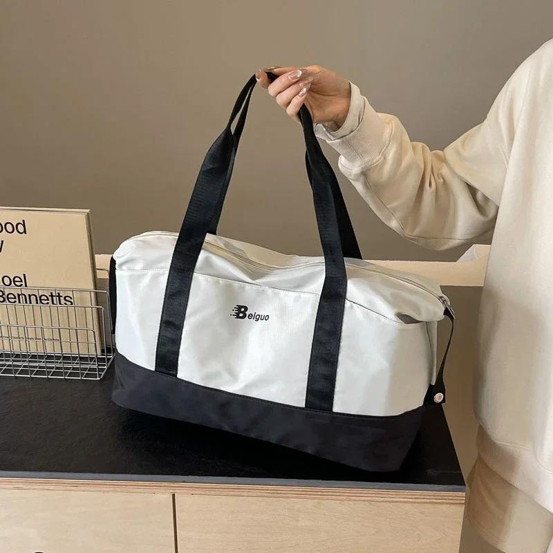 Bolsas de viagem dobráveis com zíper de grande capacidade para mulheres, bolsas concisas e doces, bolsas grandes e multifuncionais da moda