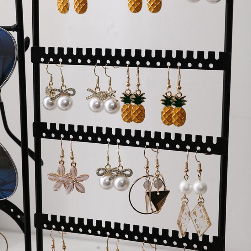 Elegant Jewelry Display Stand Multitier Necklace Holder and Sturdy Earring Organizers with Natural Wood Base Designs