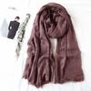 105*190cm One Piece Women Oversize Solid Plain Scarf Shawls Head Wraps Viscose Cashmere Muslim Frayed Hijabs Pashmina