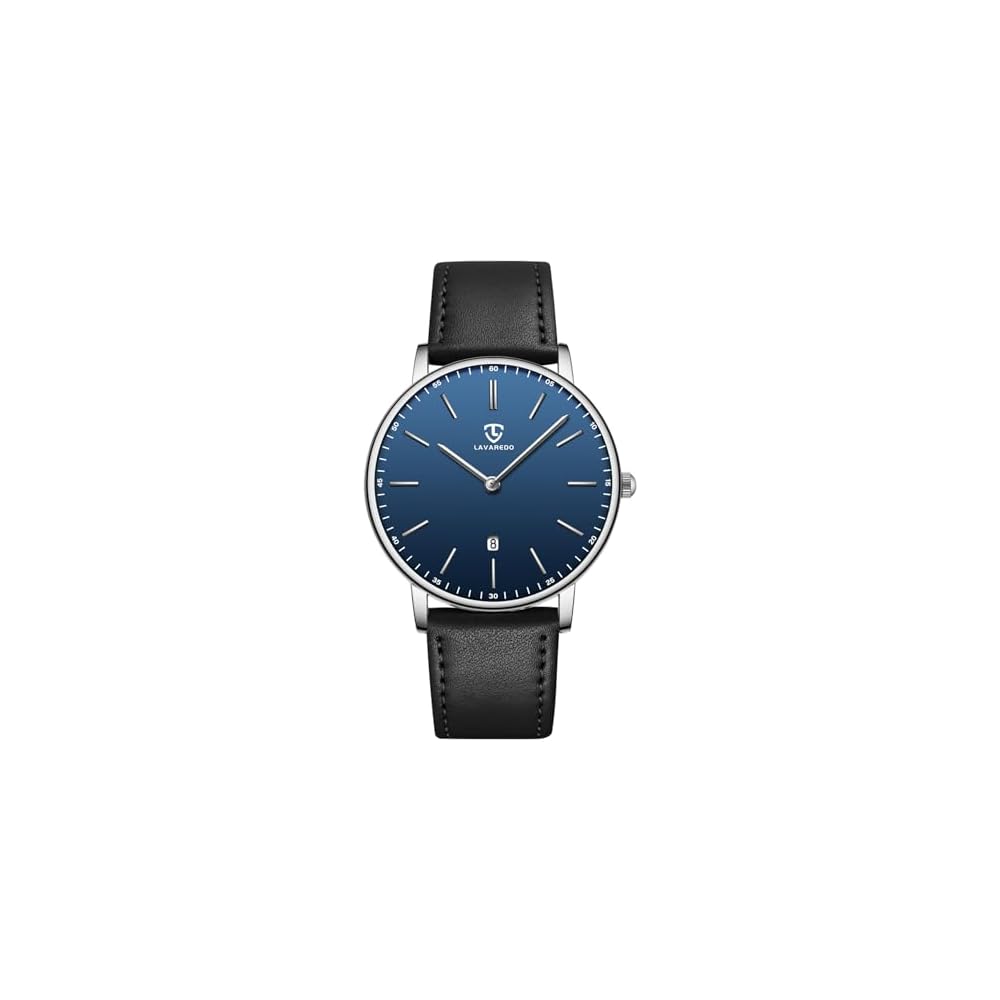 Ben Nevis Minimalist Men's Watch Analog Date Leather Strap Black Blue 48-M8S