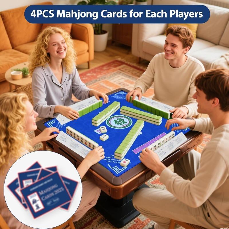 2026 Mahjong Cards Official Revision, Large Print Easy To Read, American Mahjong Reference Cards for Enthusiasts Ginners, 4 Pack
