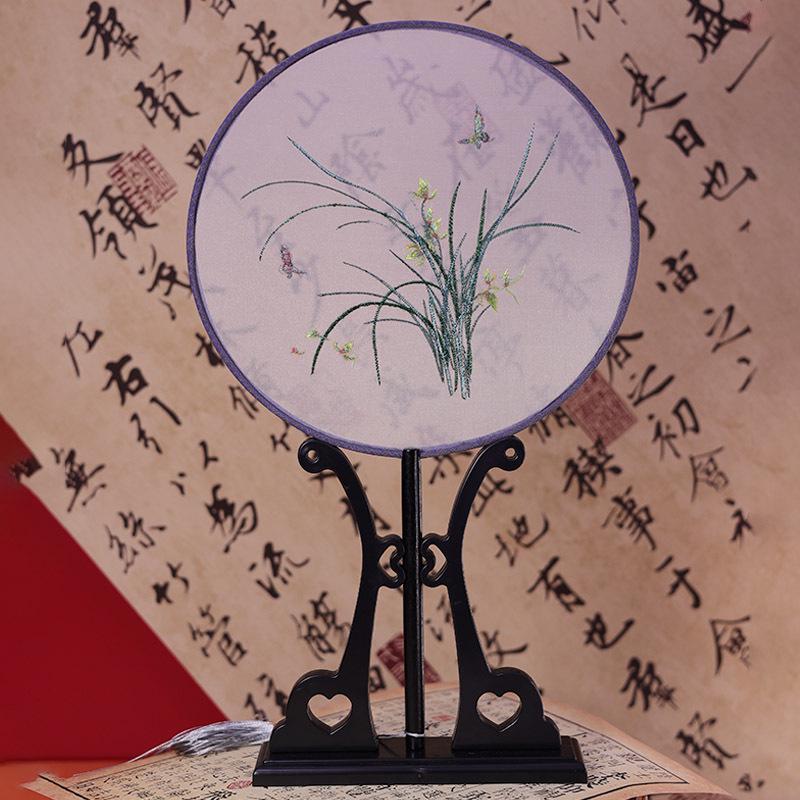 Classical Hanfu Round Embroidered Fan for Dance and Cheongsam