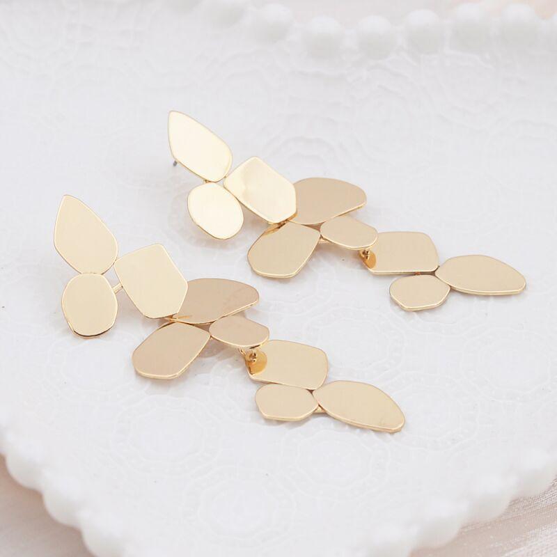 Long Exaggerated Hanging Earrings for Women Multi-layers Irregular Metal Piece Pendants Drop Earrings