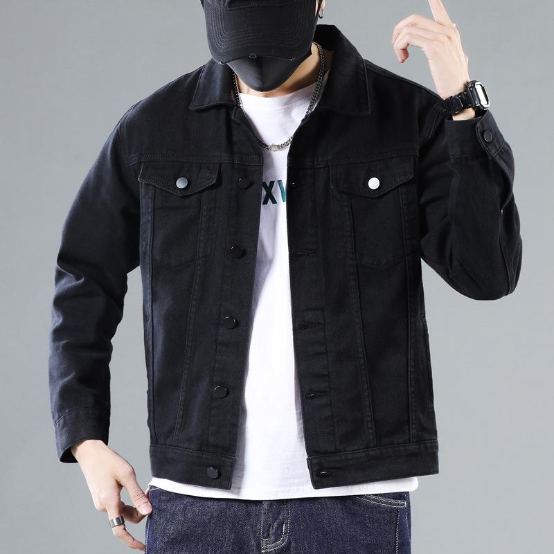 Pamuklu Kot Ceket Erkek İlkbahar ve Sonbahar Kore Versiyonu Bol Moda Hepsi Bir Arada Kargo Ceket Büyük Beden Beyaz Kot Giysiler